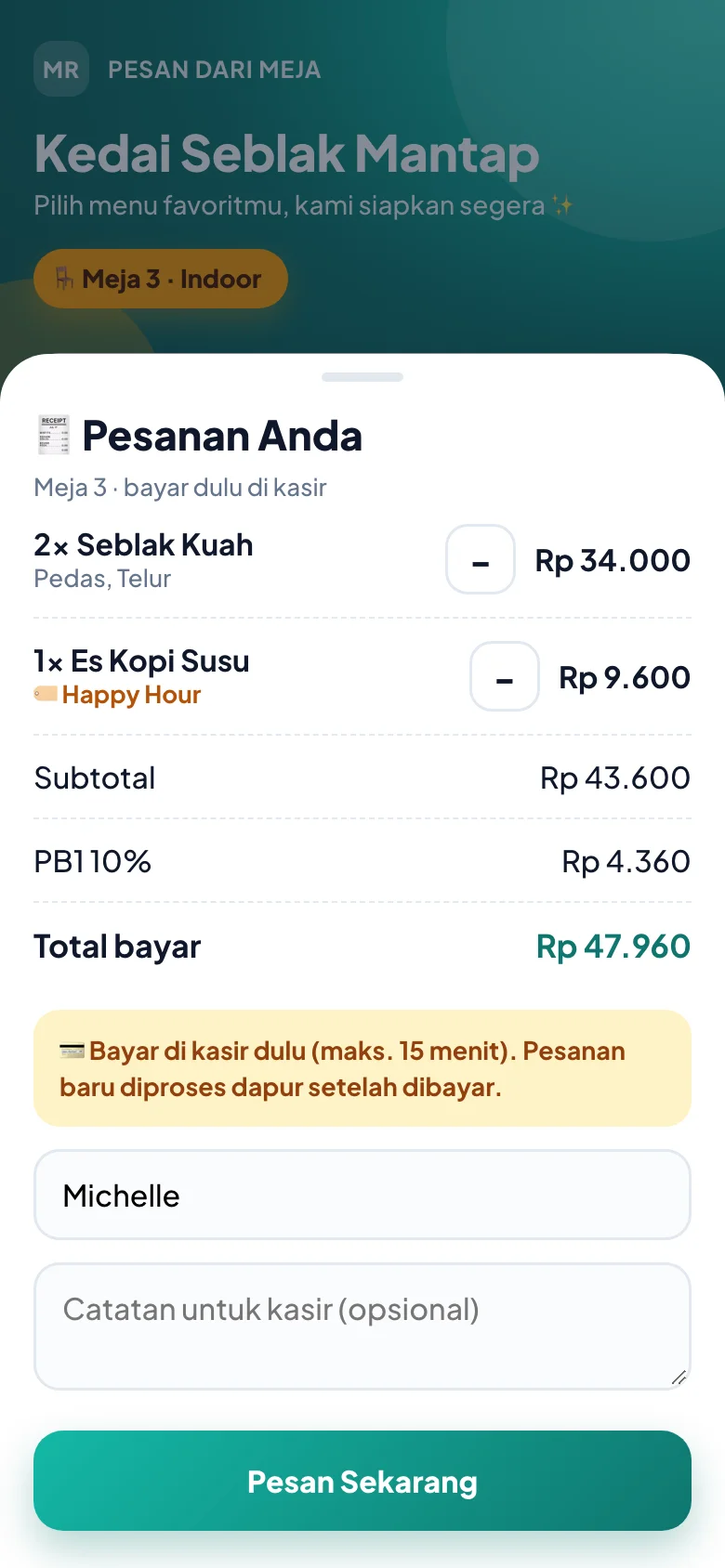 Cek pesanan