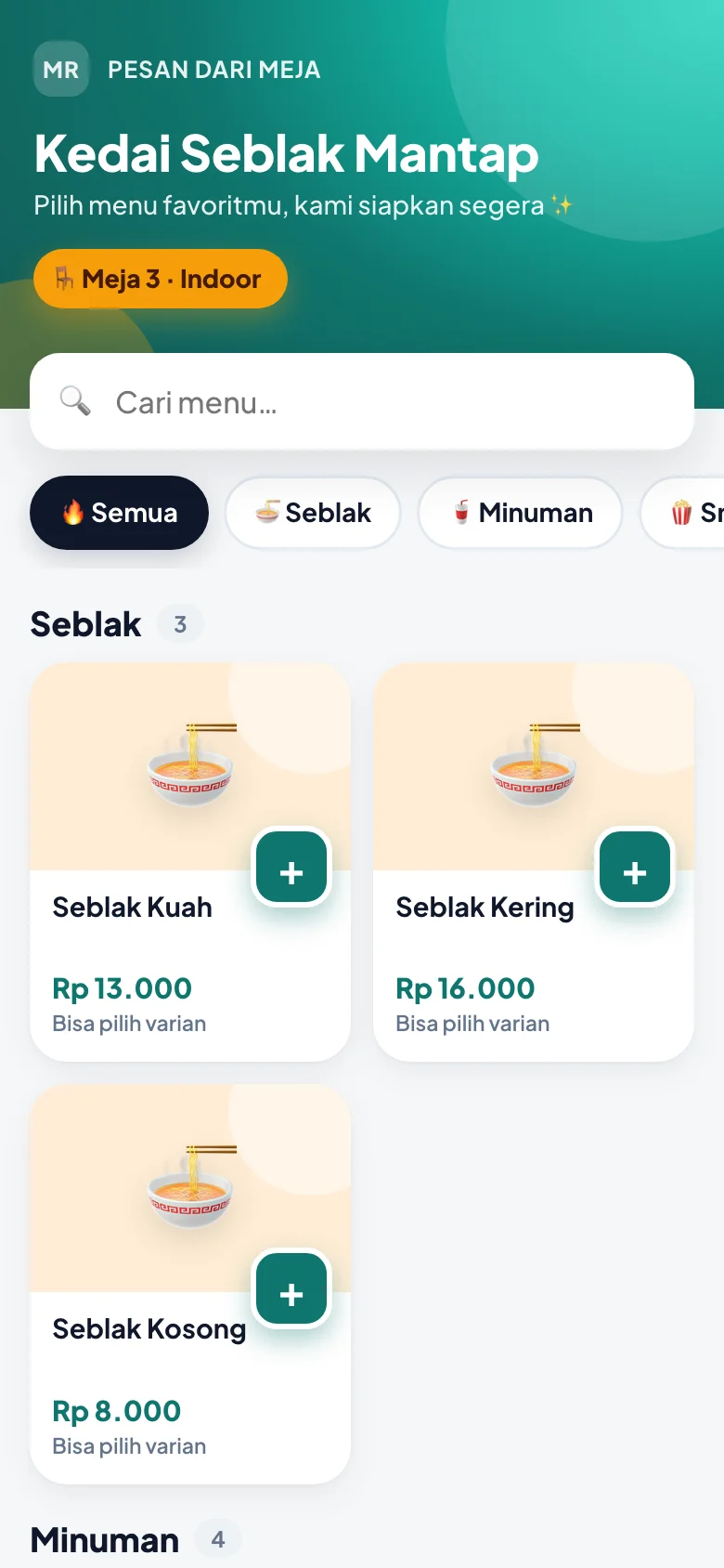 Scan & pilih menu